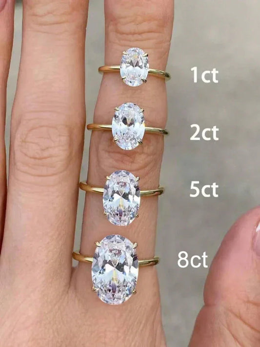 925 Sterling Silve Gorgeous Shiny 1-8CT Zircon Oval Stone Ring - Empire P.E