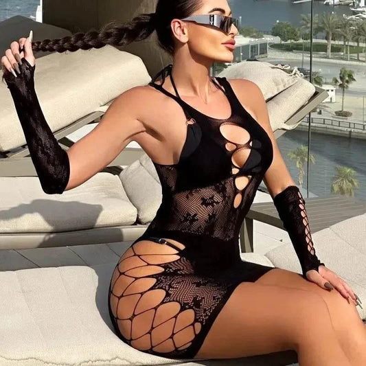 Women Fishnet Bodystocking Footless Lace Bodysuit - Empire P.E