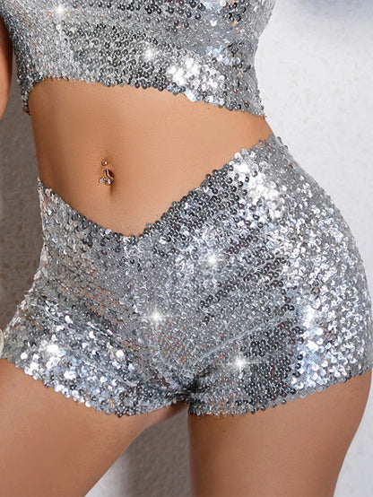 Sexy streetwear y2k fashion sequin shorts women summer glitter club party short hot pants womens shorts rave festival clothing - Empire P.E