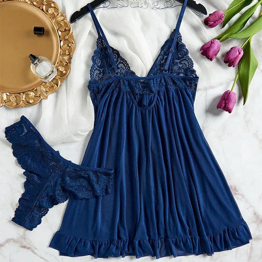 Exquisite Semi-transparent Thong Dress Set - Empire P.E