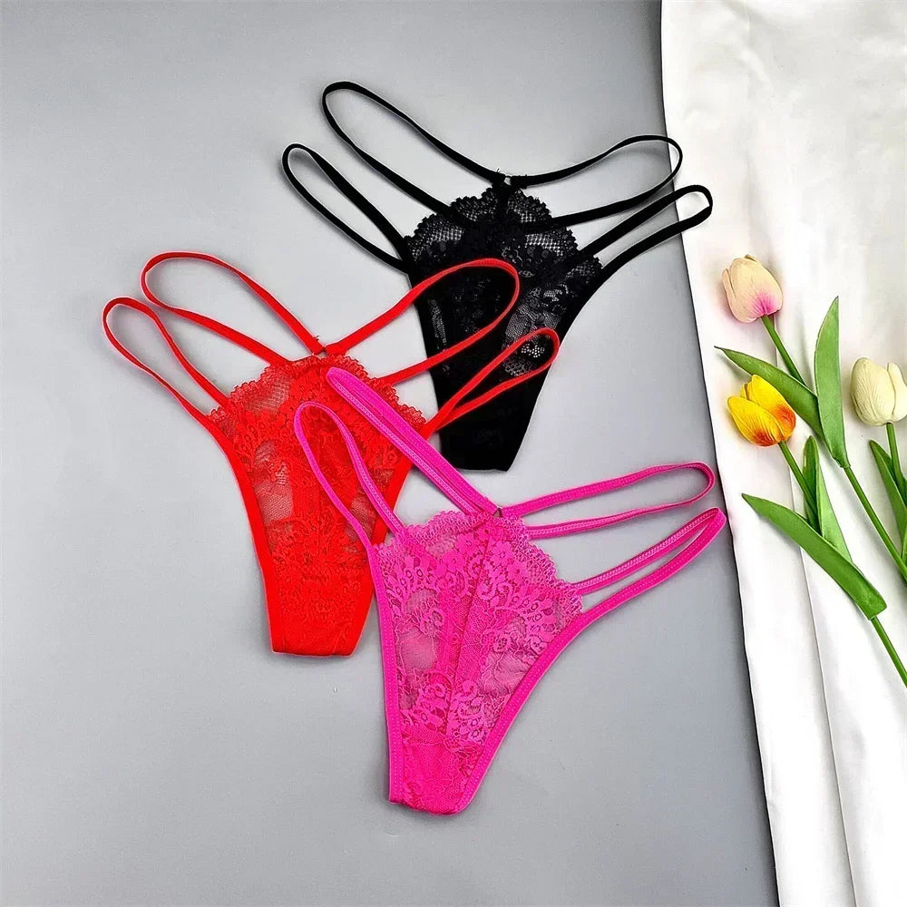 3 Pcs Lace Thin Strap Thong Women Low Waist - Empire P.E
