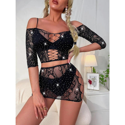 Sparkle Rhinestone Lingerie Set for Women - Empire P.E