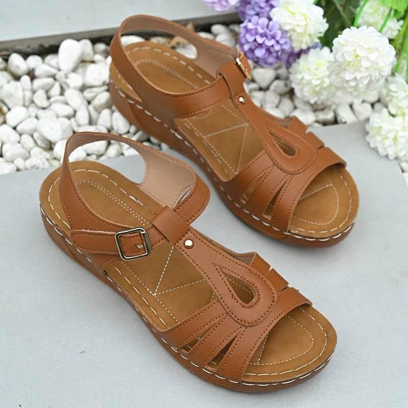 2025 Summer Women Wedge Sandals Lightweight Ankle Buckle Platform Gladiator Sandals Woman Peep Toe Non Slip Beach Sandles 36-43 - Empire P.E