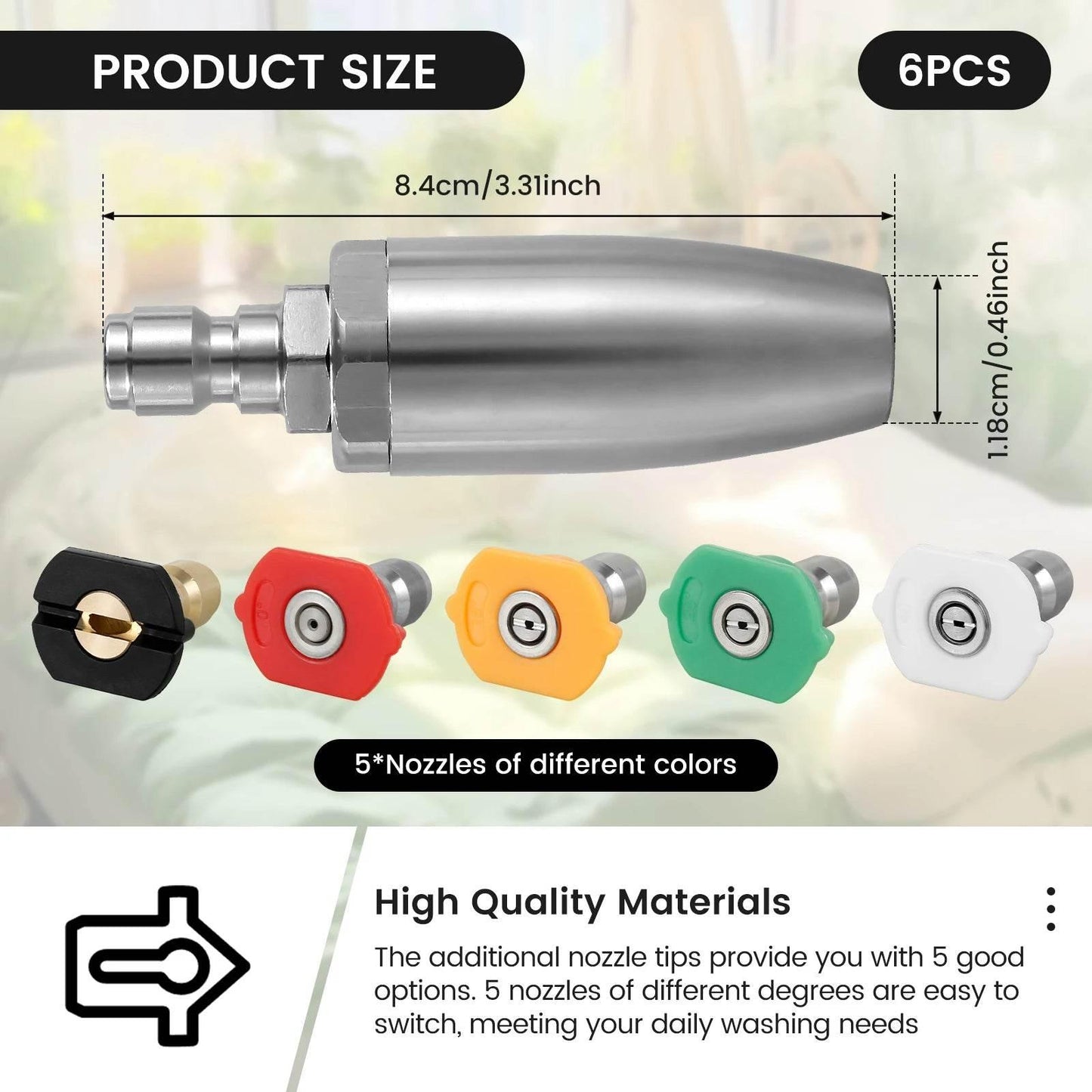 Pressure Washer Tips Turbo Nozzle With 1/4'' Quick Connect 360°Rotating Power Washer Nozzles 5000 PSI Spray Nozzle for Driveway - Empire P.E