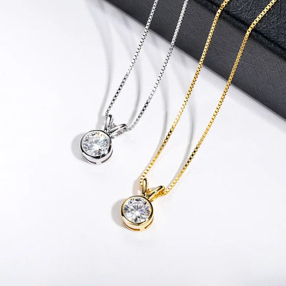 1-2ct D color Moissanite Diamond 18K Gold Plated Classic Necklaces - Empire P.E