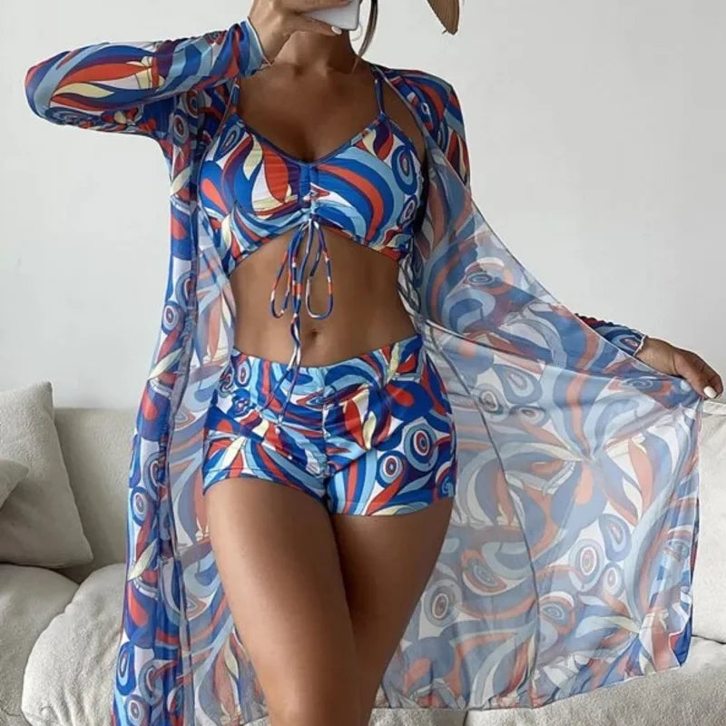 2025 Print Three-Piece Swimsuits Tankini Sets