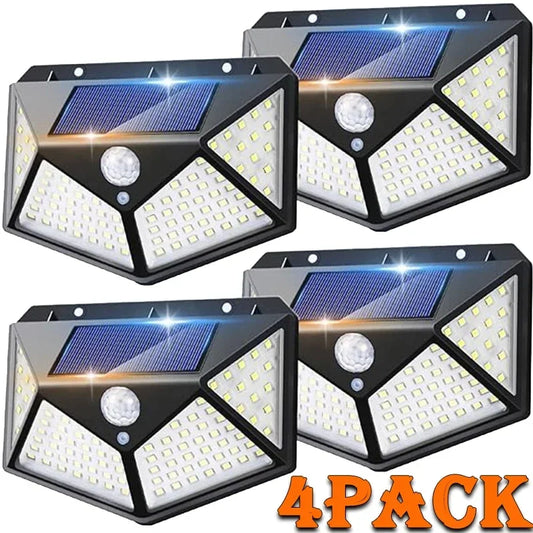 1/2/4Pcs 100 LED Solar Wall Lights Outdoor Solar Lamp Motion Sensor