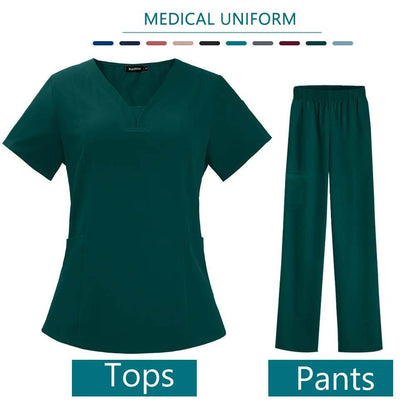 Nurse Medical Uniform High Quality Scrubs Short Sleeve Elastic Pants - Empire P.E