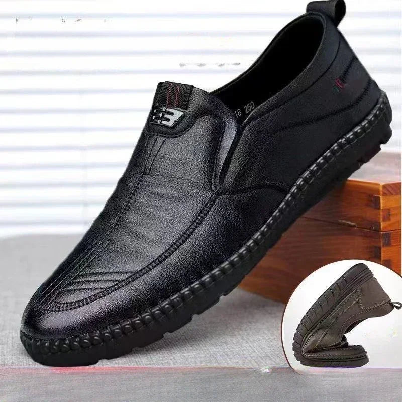 Mens PU Leather Loafers Non Slip Walking Flats - Empire P.E