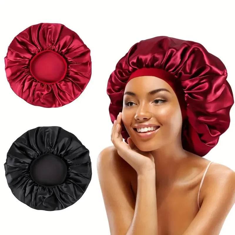 Women Oversized Silky Hair Bonnet Solid Color - Empire P.E