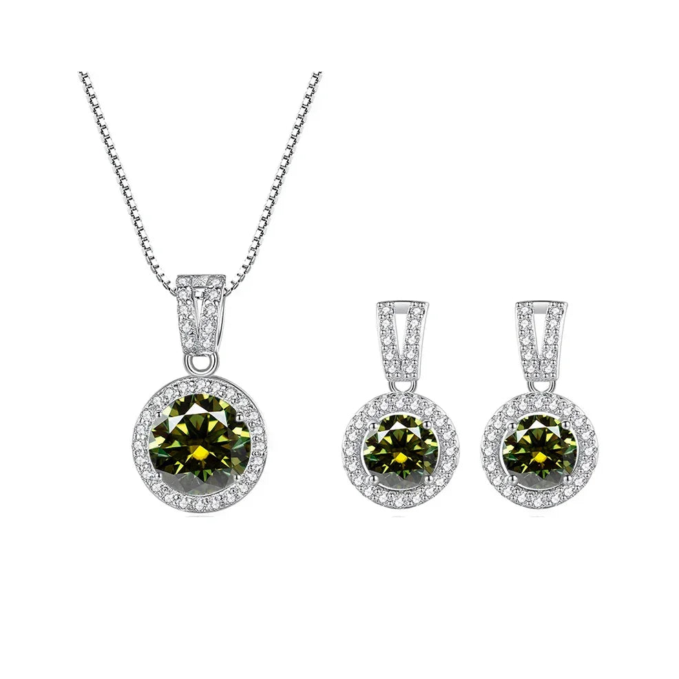 2ct total Moissanite Jewelry Set Sterling Silver 925 Necklace Earrings - Empire P.E