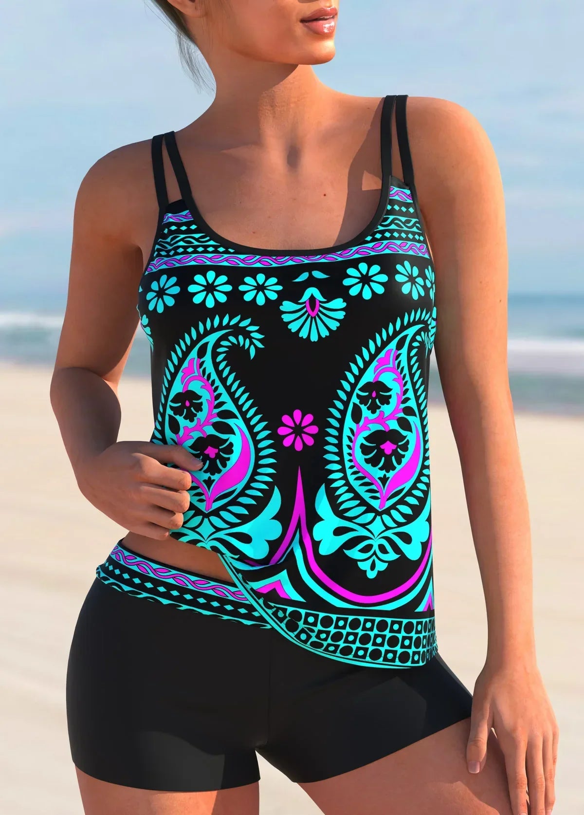 Two Piece Women's Tropical Print Bikini Set