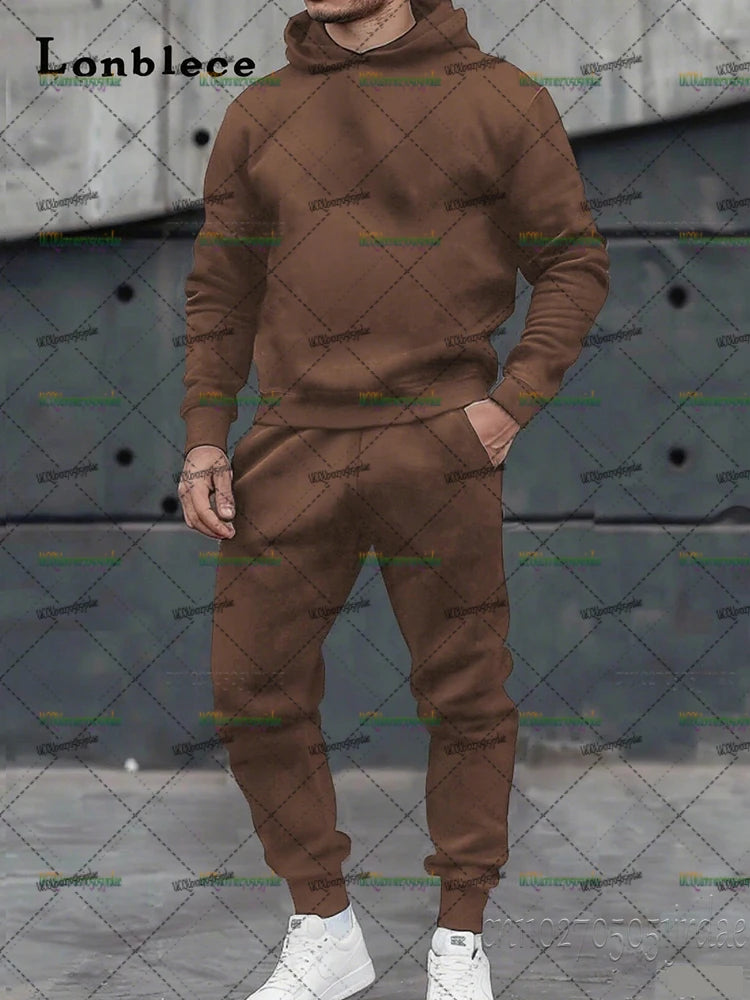 Men's Tracksuit Suit Autumn Fashion Warm Hoodie Sweatshirts Two Pieces Oversized