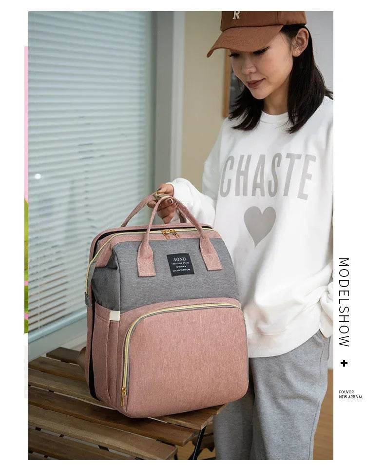 New Multifunctional Mother and Baby Bag Mom Bag Bottle Backpack Folding Sleeping Changing Bag Diaper Backpack - Empire P.E