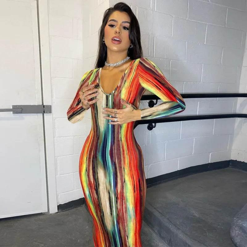 Spring And Summer Dresses For Women Chest Wrap Printed Off Shoulder Bandage Slim Sexy Long Dress 2023 New Fashion party MsChuh - Empire P.E