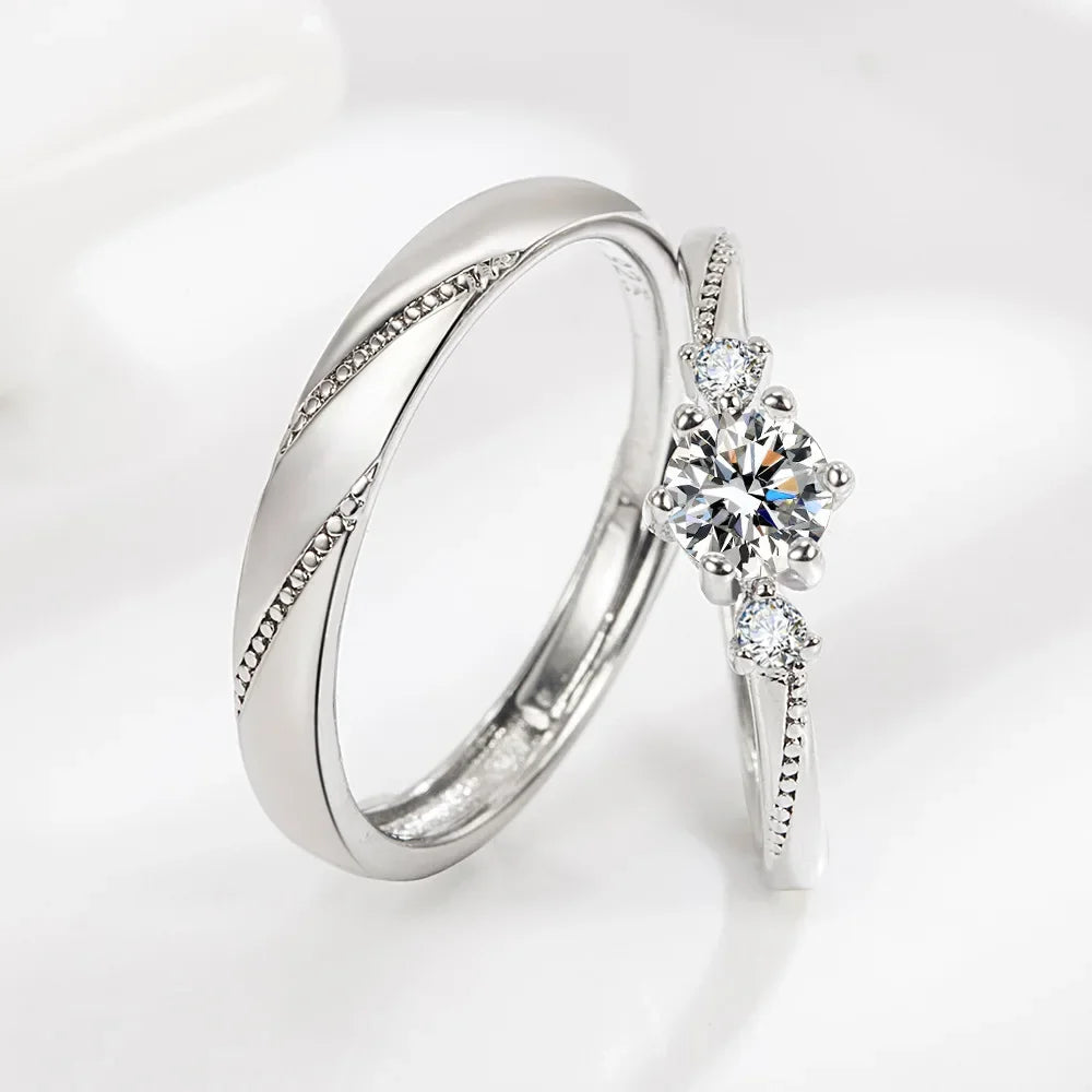 NEW 925 Sterling Silver Moissanite Diamond Couple Rings - Empire P.E