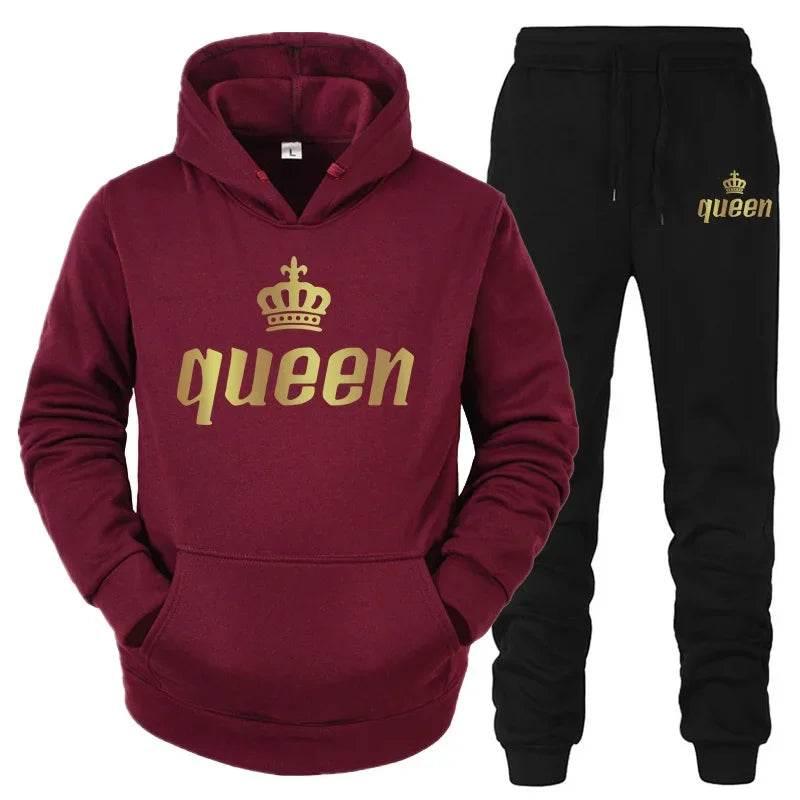 King And Queen Couple Outfit Hoodie and Jogger Pants High Quality Men Women Daily Casual Sport Jogging Suit King Queen Tracksuit - Empire P.E