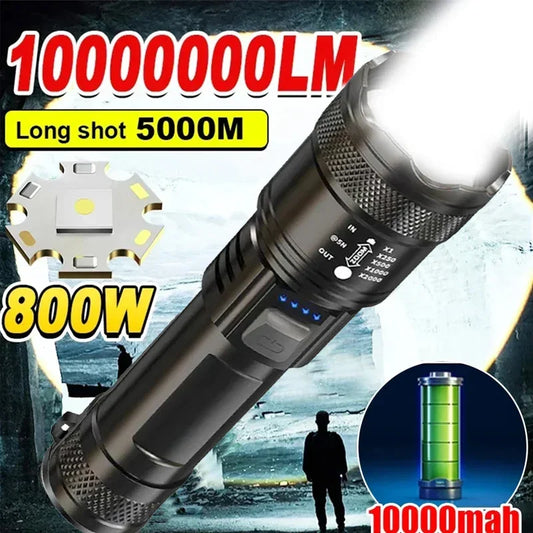 High Strong Power Led Flashlights 2000LM Tactical Torch with Display Light USB Charging - Empire P.E