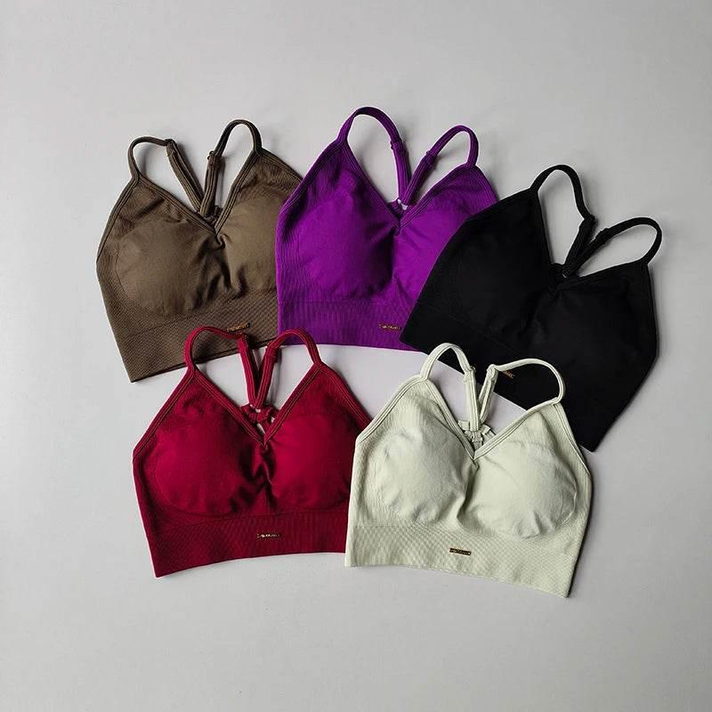 Seamless Hip Lifting Fitness Set Women's V-neck Bra Leggings Yoga Set Quick Drying Exercise Iron Massage High Fat Tight Pants - Empire P.E
