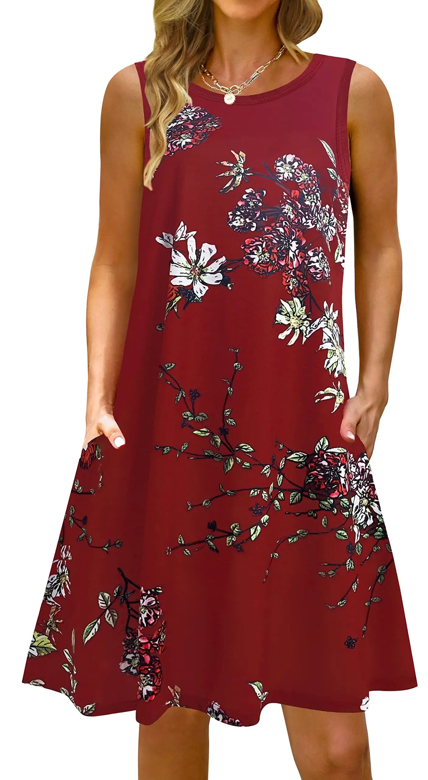 S-5Xl Colorful Printed O Neck Long Dress - Empire P.E