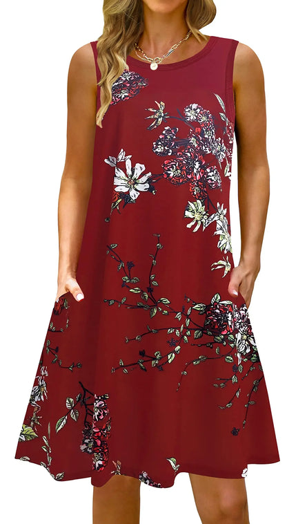 S-5Xl Colorful Printed O Neck Long Dress - Empire P.E