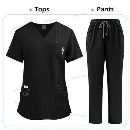 Women's Short Sleeve Tops+Pants Scrub Set - Empire P.E