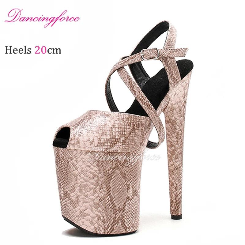 20CM/8inches Snake Print Stripper Pole Dance Shoes - Empire P.E
