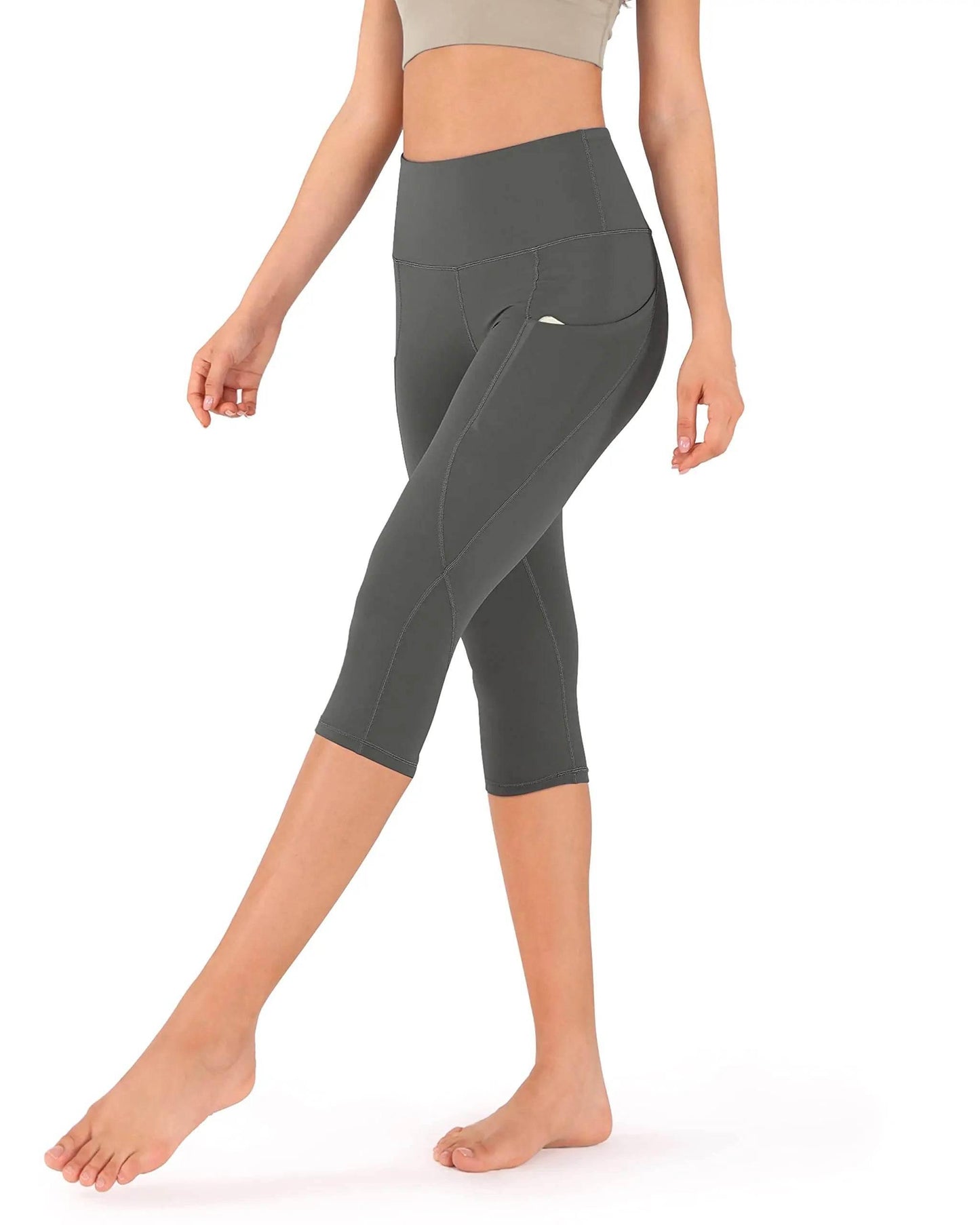 High Waisted Yoga Pants for Women with Pockets Capri Leggings for Women Workout Leggings for Women Yoga Capris - Empire P.E