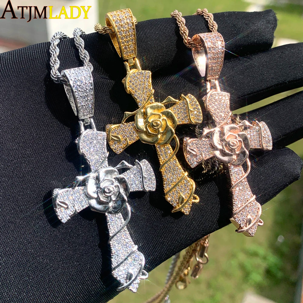 Iced Out Cross Pendant Necklace