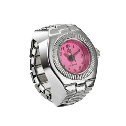 Vintage Punk Finger Watch Mini Elastic Strap Alloy Watches Couple Rings Jewelry Clock Retro Roman Quartz Watch Rings Women Men - Empire P.E