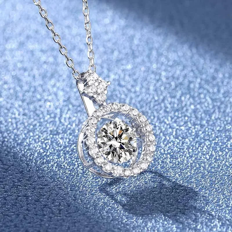 Dancing Moissanite Women Moissanite Necklace Original 925 Sterling Silver - Empire P.E