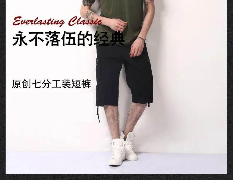 New Men's Trend Loose Large Size Cotton Shorts Multi Pocket - Empire P.E
