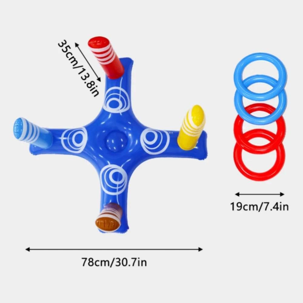 Summer Sport Swimming Inflatable Ring Toss Game Floating Pool Toys for Kids Adult Water Accessories Beach Supplies with 4 Loops - Empire P.E