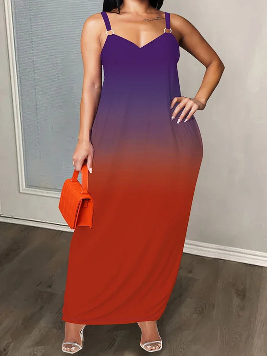 Plus Size 2025 Women's Casual Spaghetti Straps Sundress - Empire P.E