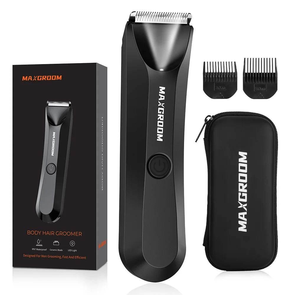 MAXGROOM Body Hair Trimmer Shaver for Men Ball Trimmer for Groin Pubic Replaceable Ceramic Blade Electric IXP7Waterproof Clipper - Empire P.E