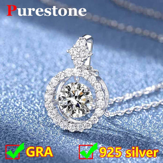 Dancing Moissanite Women Moissanite Necklace Original 925 Sterling Silver - Empire P.E