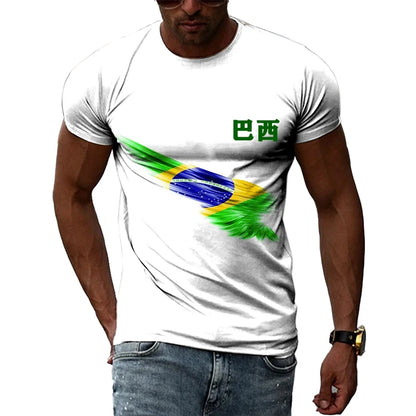Brazilian Flag 3D Print T-shirts Summer Men Woman Short Sleeve Casual Tees Fashion Streetwear Harajuku T Shirt Kid Tops Clothing - Empire P.E