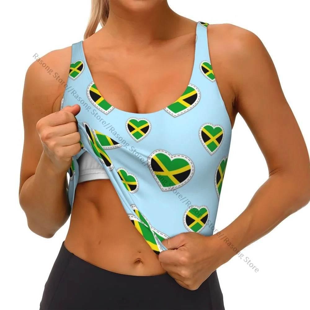 Sports Bra Women Running Yoga Clothes Vest Jamaica Kingdom Flag Gathering Fitness Vest - Empire P.E
