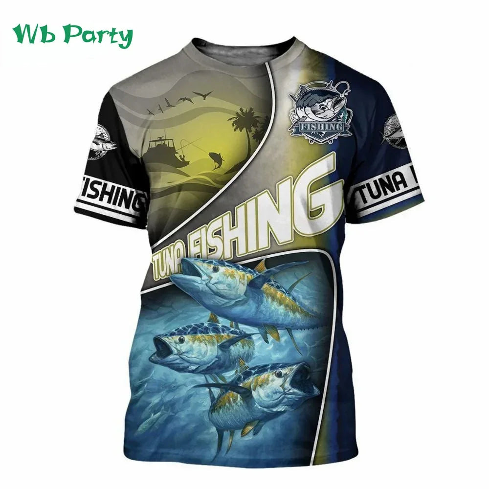 Men Shirts Graphic Tee Fish Print Short Sleeved - Empire P.E