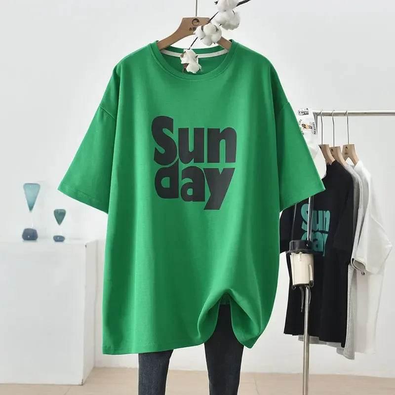 Plus Size Plus Size Women's Korean Style Loose Fit T-Shirt Semi-Slimming Slim Fit Short Sleeve Summer Tops Large Size Clothing - Empire P.E