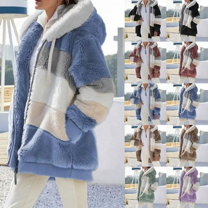 Women's Spring and Autumn Plus Size Long Teddy Bear Coat