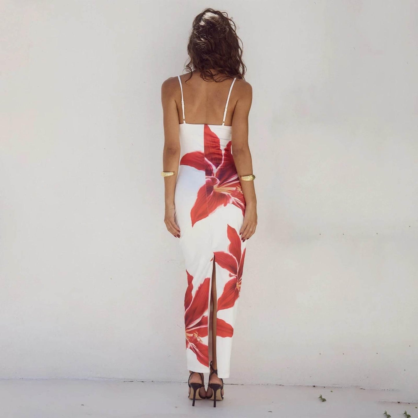 Women Cocktail Bodycon Dress Split Bodycon Party Floral Print Spaghetti Strap Dresses Sexy Female Summer Outfits Streetwear - Empire P.E
