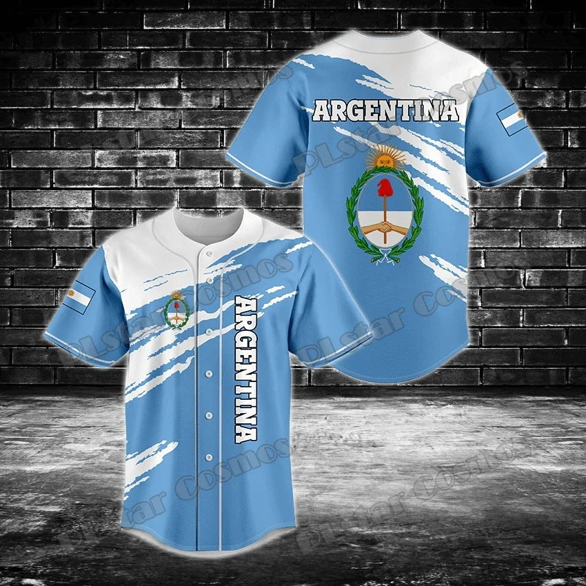 Argentina/Panama/Scotland Flag & Coat Of Arms 3D Printed Fashion Men's Baseball Shirt Street Unisex Adult Baseball Jersey KZ07 - Empire P.E