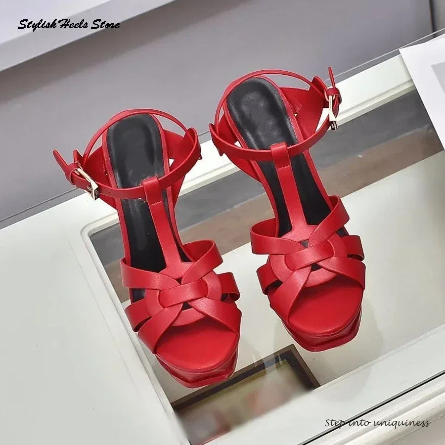 Classics Leather Platform Straps Stilettos - Empire P.E