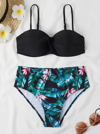 2025 Bandeau Swimsuit Women High Waist Bikini