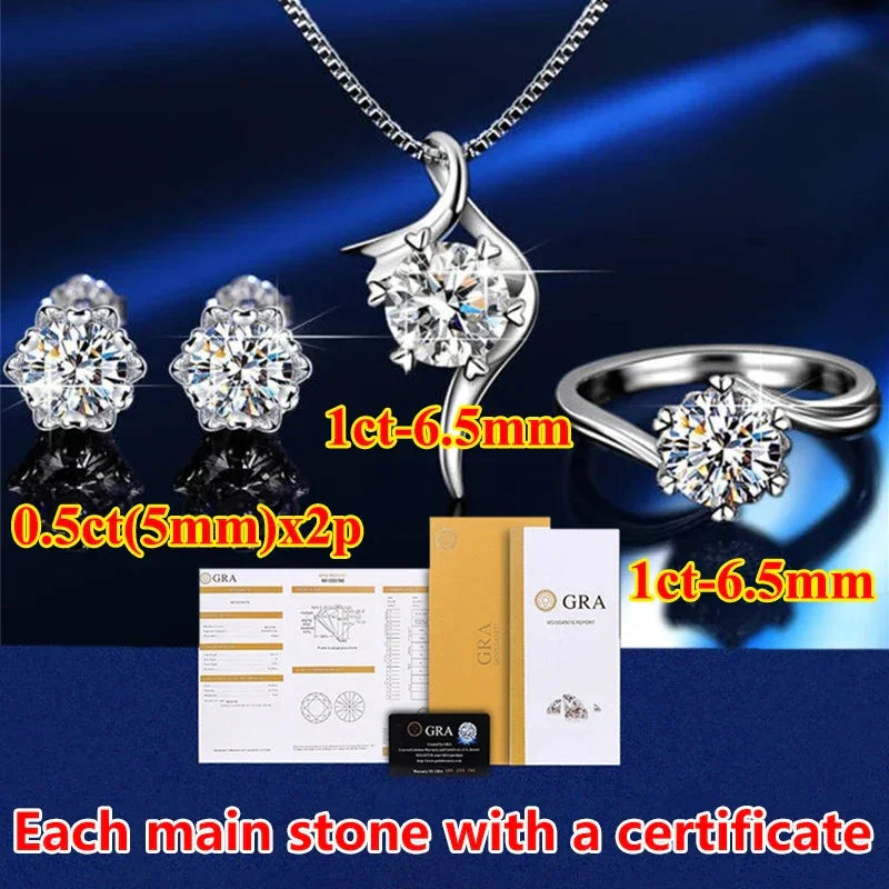 Moissanite Rings For Women Round Cut, Earrings Luxury Copper Trend, Moissanite Necklace Pendant - Empire P.E