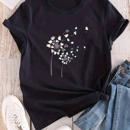 2024 New Women's Flower Print Party T-shirt