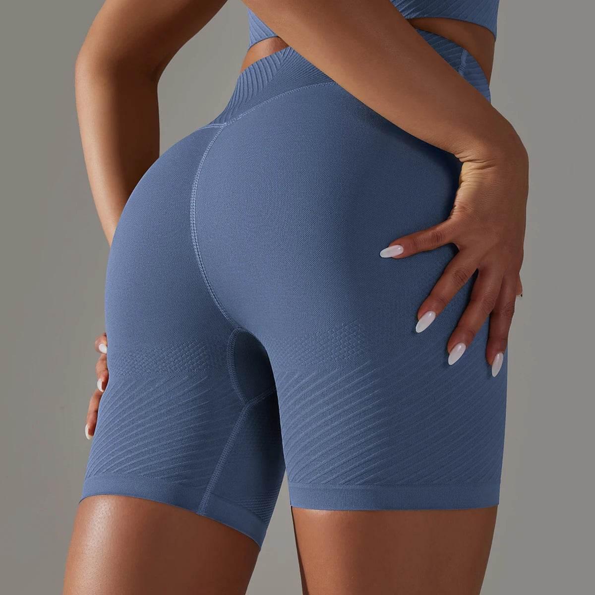 Women Yoga Set Seamless Gym Sportswear Long Seelves High Waist Leggings Sports Clothing Set Fitness Bra Vest Shorts Tracksuit - Empire P.E
