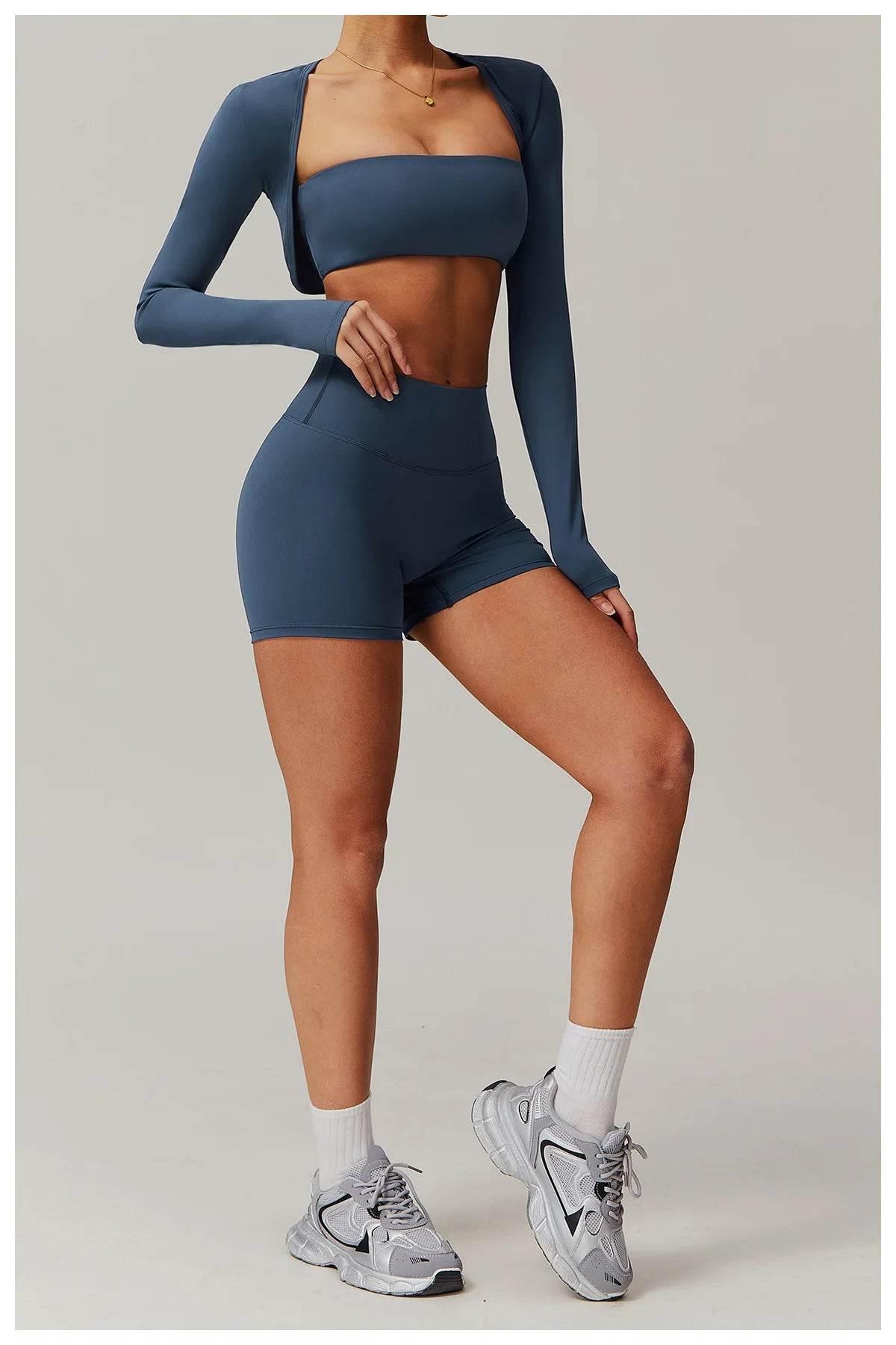 New Women Yoga Shorts High Waist Beautiful Buttocks Gym Sexy Feel V-shaped Shorts Sports Fitness Tights Push up Run Leggings - Empire P.E
