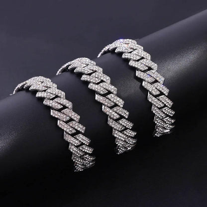 14MM Necklace+Watch+Bracelet Iced Out Watches For Men 2 Row Rhinestone Cuban Chain Necklace Set Women Men Hiphop Jewelry Gift - Empire P.E